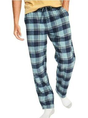Old Navy Flannel Pants Pajamas Blue Plaid Lounge Mens L JJ4265